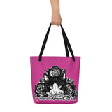 BEACH BAG W/ LARGE INSIDE POCKET - BRIGHT/PINK- CAT - AHOE