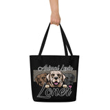BEACH BAG W/ LARGE INSIDE POCKET - BLACK - DOG - ALLoner