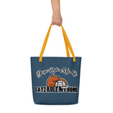 BEACH BAG W/ LARGE INSIDE POCKET - BLUE - DOG(Z) RULE/CAT(Z) RULE
