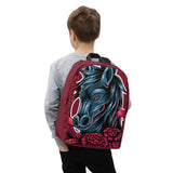 BACKPACK - pockets/sliders/water proof - BURGUNDY - HORSE - ALLoner