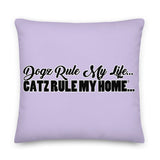 PILLOW - DESIGN BOTH SIDES/WASHABLE CASE - LAVENDER - DOG(Z)/CAT(Z)