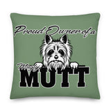 PILLOW - DESIGN BOTH SIDES/WASHABLE CASE - GREEN - DOG - POOAMM