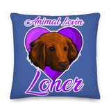 PILLOW - DESIGN BOTH SIDES/WASHABLE CASE - BLUE - DOG - ALLoner