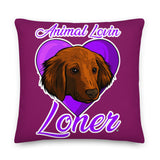PILLOW - DESIGN BOTH SIDES/WASHABLE CASE - PURPLE/PINK - DOG - ALLoner
