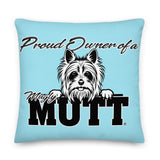 PILLOW - DESIGN BOTH SIDES/WASHABLE CASE - LIGHT/BLUE - DOG - POOAMM