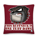 PILLOW - DESIGN BOTH SIDES/WASHABLE CASE - BURGUNDY/RED - DOG - RUFF/TUFF/DAWG