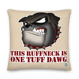 PILLOW - DESIGN BOTH SIDES/WASHABLE CASE - TAN - DOG - RUFF/TUFF/DAWG