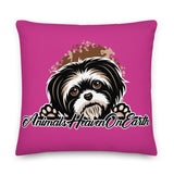 PILLOW - DESIGN BOTH SIDES/WASHABLE CASE - PINK - DOG - AHOE