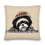 PILLOW - DESIGN BOTH SIDES/WASHABLE CASE - TAN - DOG - AHOE