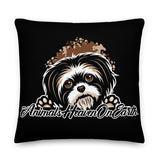 PILLOW - DESIGN BOTH SIDES/WASHABLE CASE - BLACK - DOG - AHOE