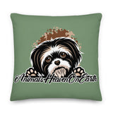 PILLOW - DESIGN BOTH SIDES/WASHABLE CASE - GREEN - DOG - AHOE
