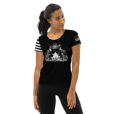 WOMEN'S ATHLETIC T-SHIRT/USA FLAG ON SLEEVE - AHOE