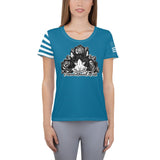 WOMEN'S ATHLETIC T-SHIRT/USA FLAG ON SLEEVE - AHOE