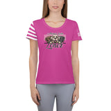 WOMEN'S ATHLETIC T-SHIRT/USA FLAG ON SLEEVE - ALLoner