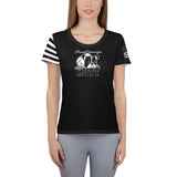 WOMEN'S ATHLETIC T-SHIRT/USA FLAG ON SLEEVE - POOAMM