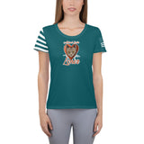 WOMEN'S ATHLETIC T-SHIRT/USA FLAG ON SLEEVE - ALLoner