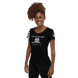 WOMEN'S ATHLETIC T-SHIRT/USA FLAG ON SLEEVE - POOAMM