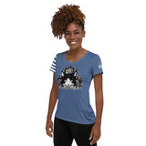 WOMEN'S ATHLETIC T-SHIRT/USA FLAG ON SLEEVE - AHOE