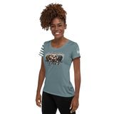 WOMEN'S ATHLETIC T-SHIRT/USA FLAG ON SLEEVE - ALLoner