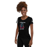 WOMEN'S ATHLETIC T-SHIRT/USA FLAG ON SLEEVE - ALLoner