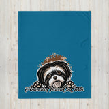 BLANKET - SOFT SILK TOUCH THROW - DOG - BLUE -  AHOE