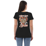 WOMEN'S SHORT SLEEVE V-NECK SHIRT- RELAXED FIT - GREY/BLACK - CAT - ALLoner