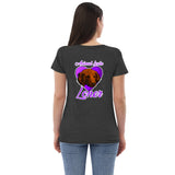 WOMEN'S SHORT SLEEVE V-NECK SHIRT- RELAXED FIT - GREY/BLACK - DOG- ALLoner