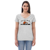 WOMEN'S SHORT SLEEVE V-NECK SHIRT- RELAXED FIT - GREY/BLACK - DOGZ/CATZ